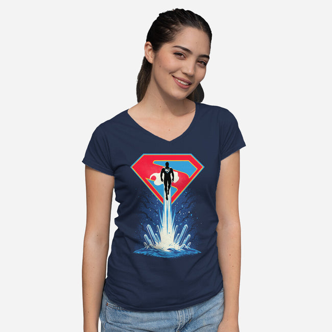 Man Of Tomorrow-Womens-V-Neck-Tee-sarudrawss