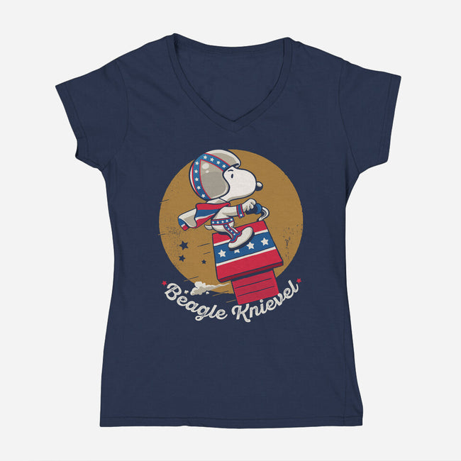 Beagle Knievel-Womens-V-Neck-Tee-Popnotic