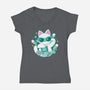 90s Cute Cat-Womens-V-Neck-Tee-xMorfina