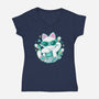 90s Cute Cat-Womens-V-Neck-Tee-xMorfina