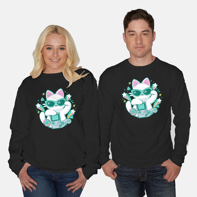 90s Cute Cat-Unisex-Crew Neck-Sweatshirt-xMorfina