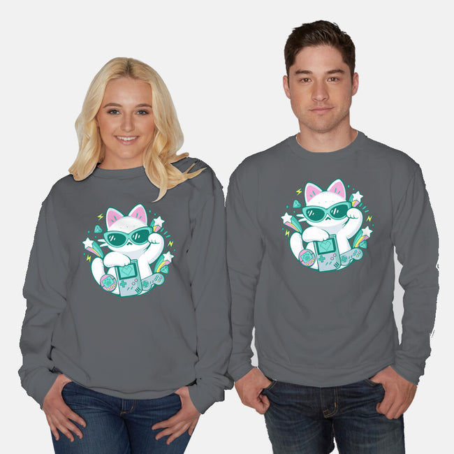 90s Cute Cat-Unisex-Crew Neck-Sweatshirt-xMorfina