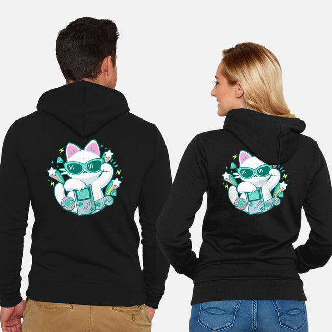 90s Cute Cat-Unisex-Zip-Up-Sweatshirt-xMorfina