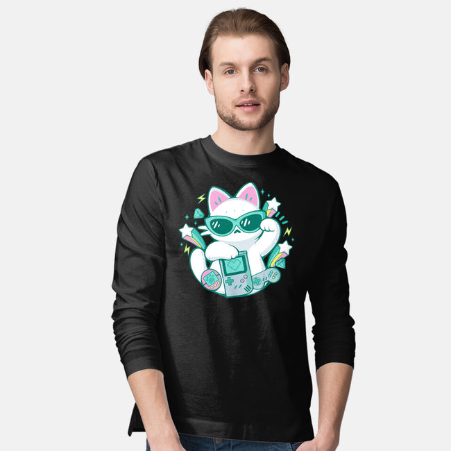 90s Cute Cat-Mens-Long Sleeved-Tee-xMorfina
