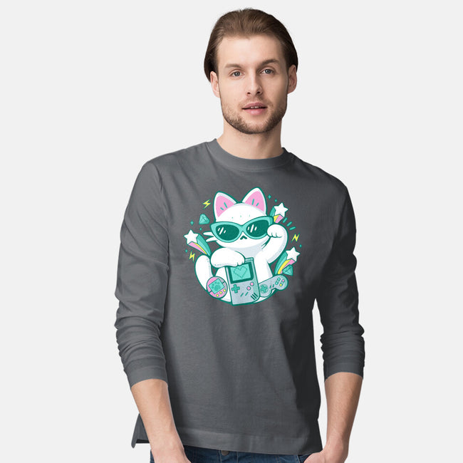 90s Cute Cat-Mens-Long Sleeved-Tee-xMorfina