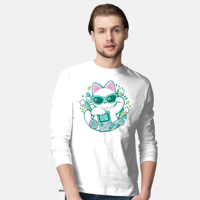 90s Cute Cat-Mens-Long Sleeved-Tee-xMorfina