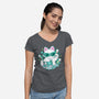 90s Cute Cat-Womens-V-Neck-Tee-xMorfina
