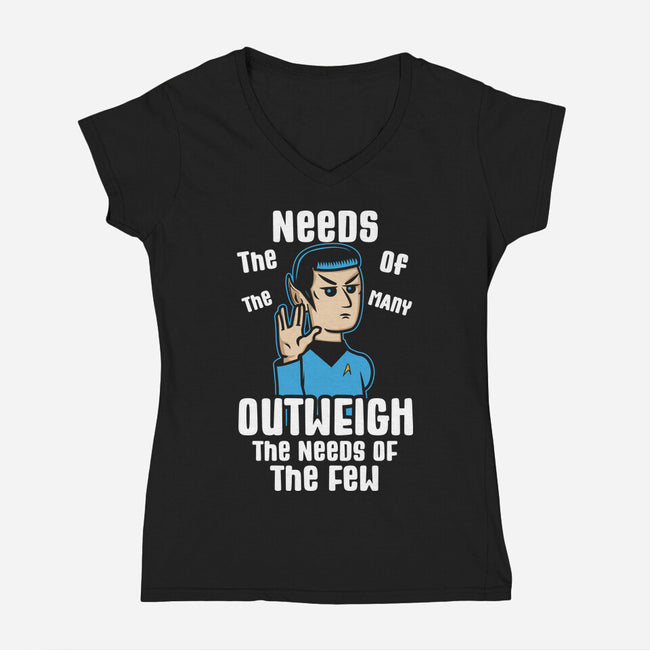Needs Of The Many-Womens-V-Neck-Tee-piercek26