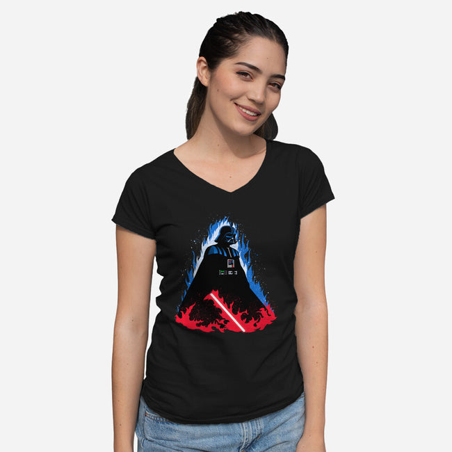 Vader Ascends-Womens-V-Neck-Tee-MaxoArt