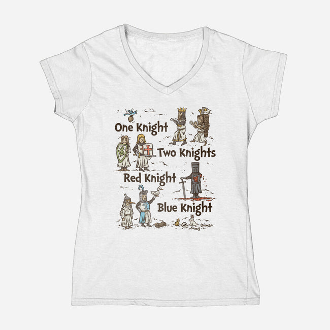 Red Knight Blue Knight-Womens-V-Neck-Tee-kg07