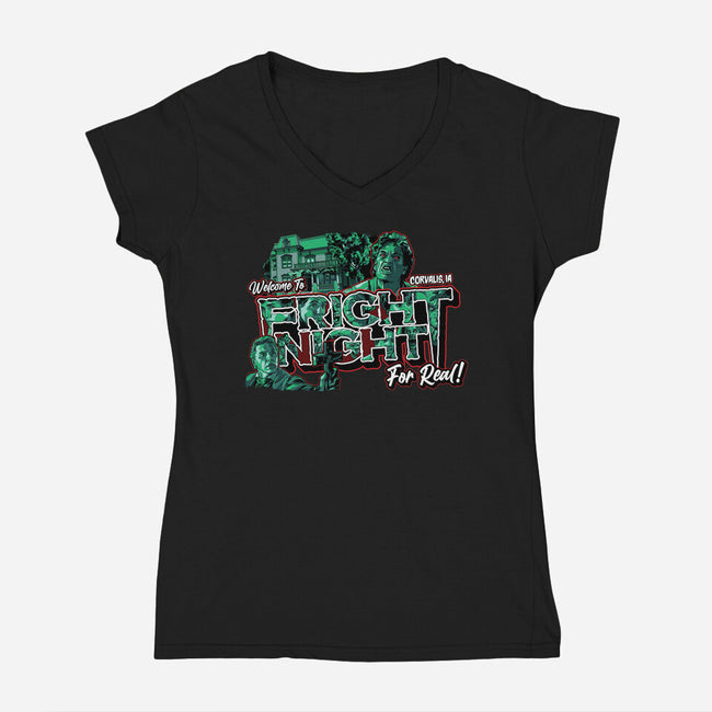 Welcome To Fright Night-Womens-V-Neck-Tee-goodidearyan