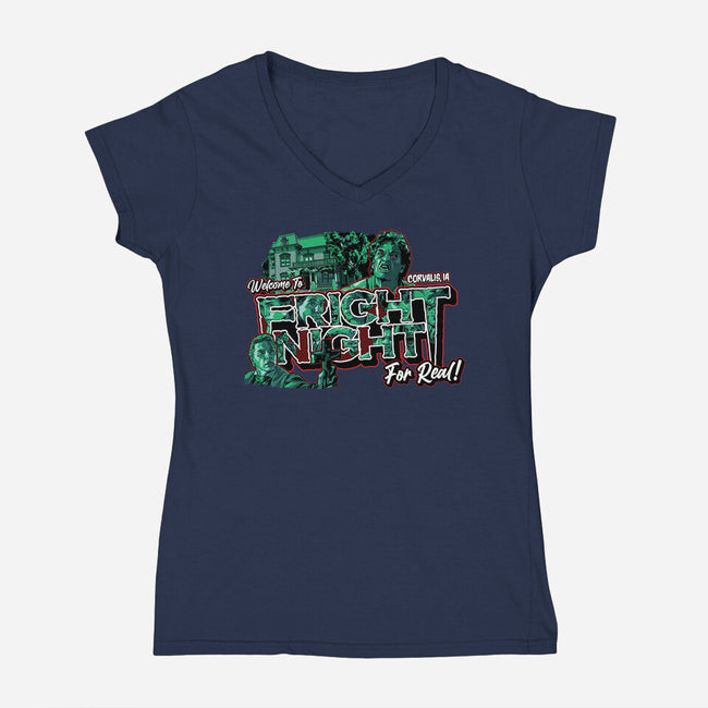 Welcome To Fright Night-Womens-V-Neck-Tee-goodidearyan