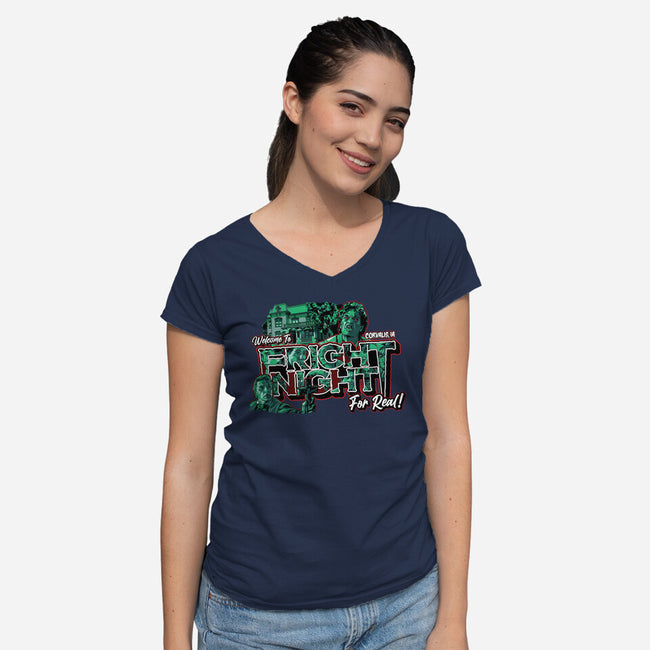 Welcome To Fright Night-Womens-V-Neck-Tee-goodidearyan
