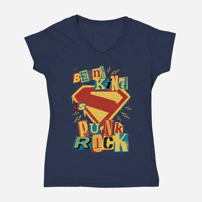 Kind Punk Superhero-Womens-V-Neck-Tee-Studio Mootant
