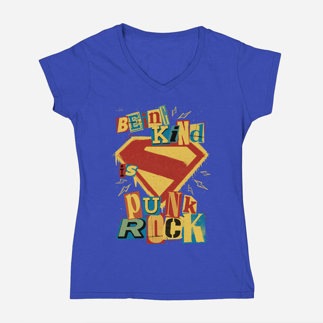Kind Punk Superhero-Womens-V-Neck-Tee-Studio Mootant