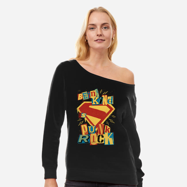 Kind Punk Superhero-Womens-Off Shoulder-Sweatshirt-Studio Mootant