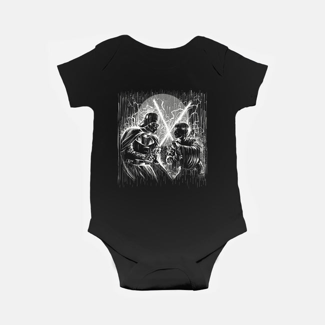Father And Son Under The Rain-Baby-Basic-Onesie-zascanauta