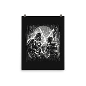 Father And Son Under The Rain