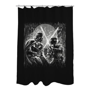 Father And Son Under The Rain
