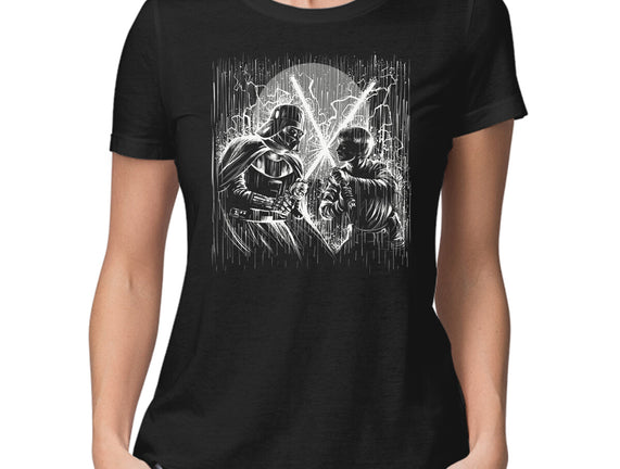 Father And Son Under The Rain