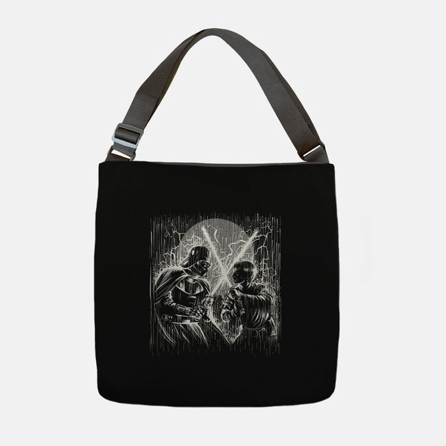 Father And Son Under The Rain-None-Adjustable Tote-Bag-zascanauta
