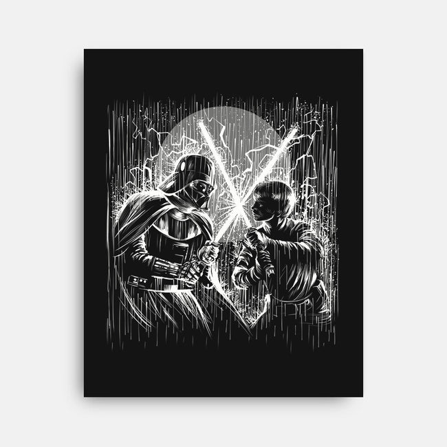 Father And Son Under The Rain-None-Stretched-Canvas-zascanauta