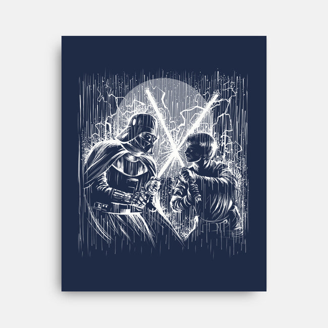 Father And Son Under The Rain-None-Stretched-Canvas-zascanauta