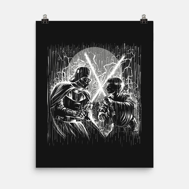 Father And Son Under The Rain-None-Matte-Poster-zascanauta
