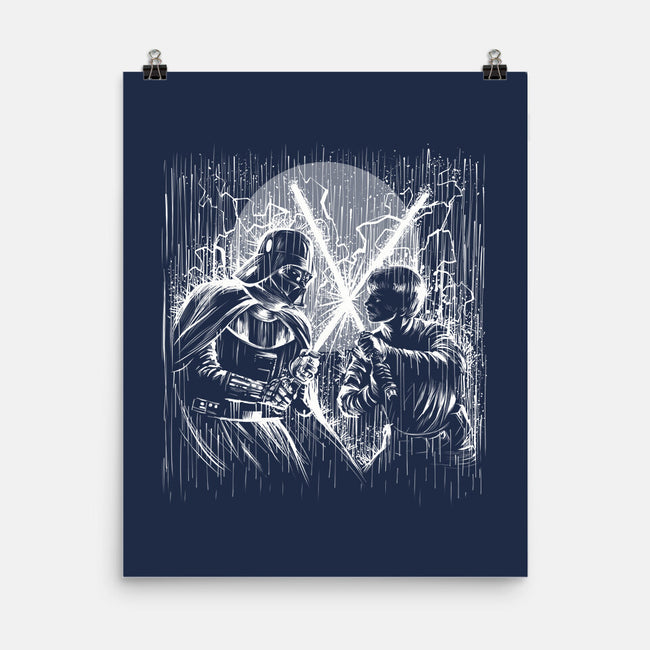Father And Son Under The Rain-None-Matte-Poster-zascanauta
