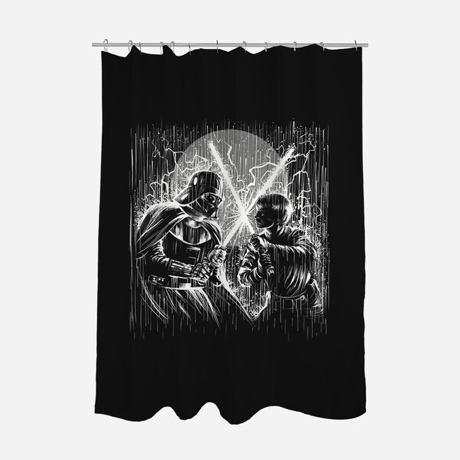 Father And Son Under The Rain-None-Polyester-Shower Curtain-zascanauta