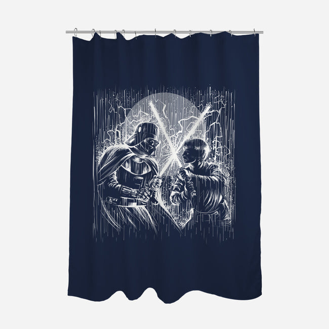 Father And Son Under The Rain-None-Polyester-Shower Curtain-zascanauta