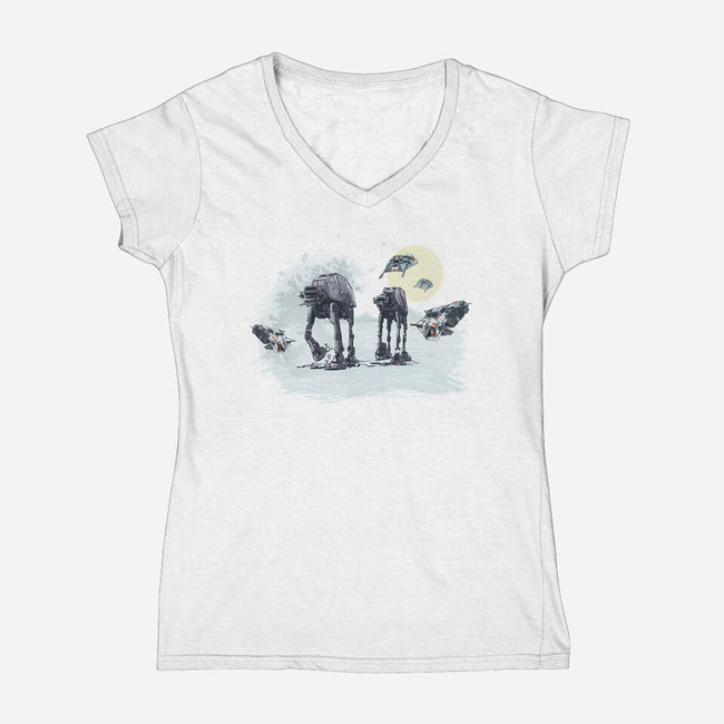 The Great Wave Of Snow-Womens-V-Neck-Tee-zascanauta