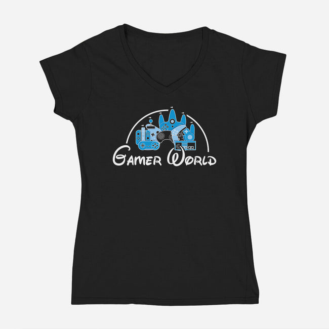 Gamer World-Womens-V-Neck-Tee-NMdesign