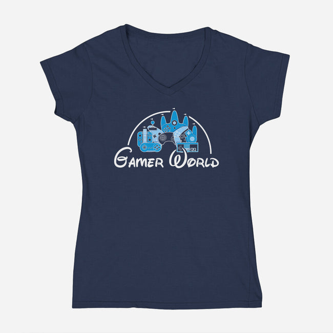Gamer World-Womens-V-Neck-Tee-NMdesign