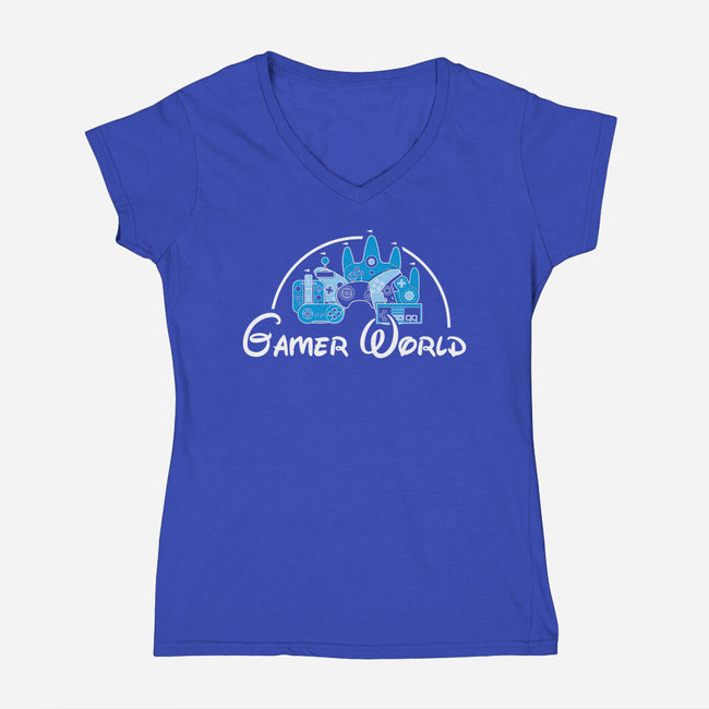 Gamer World-Womens-V-Neck-Tee-NMdesign
