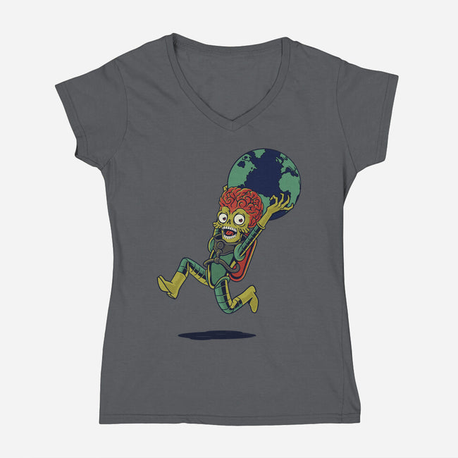 Take The Earth And Run-Womens-V-Neck-Tee-Popnotic
