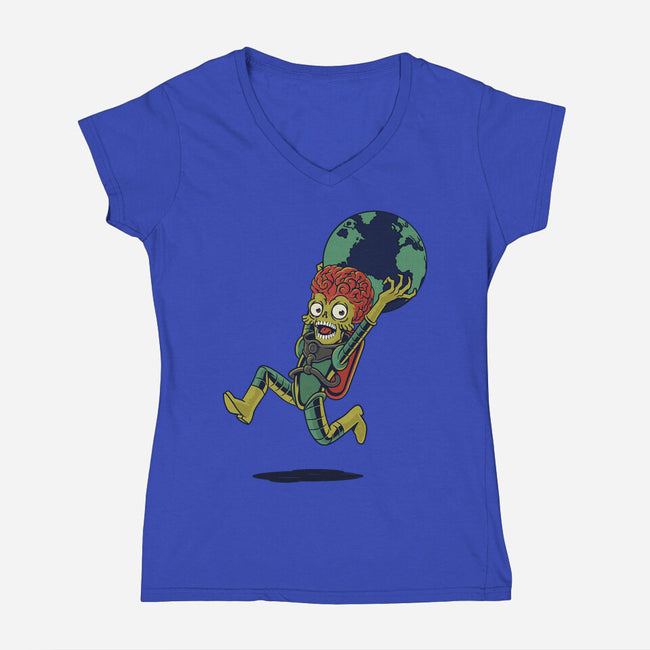 Take The Earth And Run-Womens-V-Neck-Tee-Popnotic