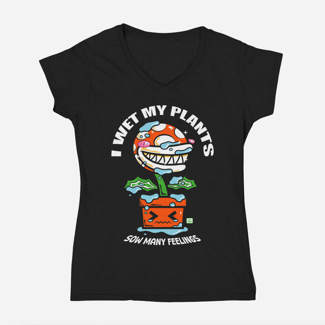 I Wet My Plants-Womens-V-Neck-Tee-krisren28