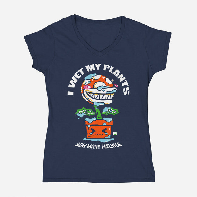 I Wet My Plants-Womens-V-Neck-Tee-krisren28