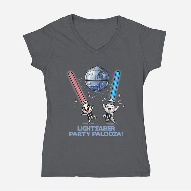 Lightsaber Party Palooza-Womens-V-Neck-Tee-Lorets