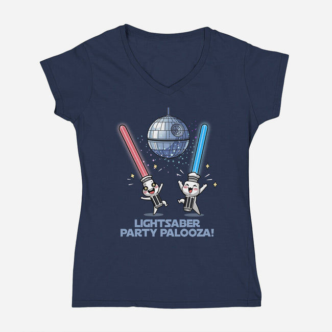 Lightsaber Party Palooza-Womens-V-Neck-Tee-Lorets
