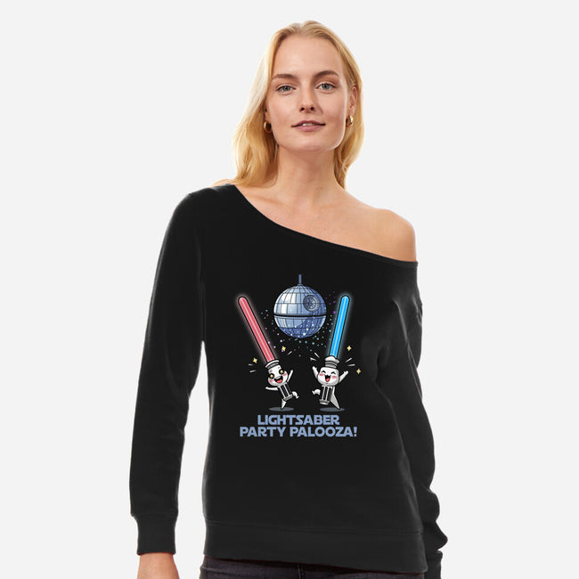 Lightsaber Party Palooza-Womens-Off Shoulder-Sweatshirt-Lorets
