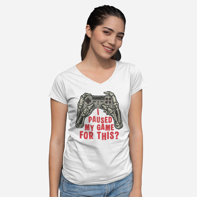 Game Pause-Womens-V-Neck-Tee-glitchygorilla