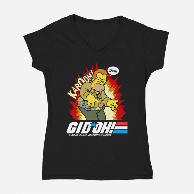 A Real Dumb American Hero-Womens-V-Neck-Tee-Boggs Nicolas