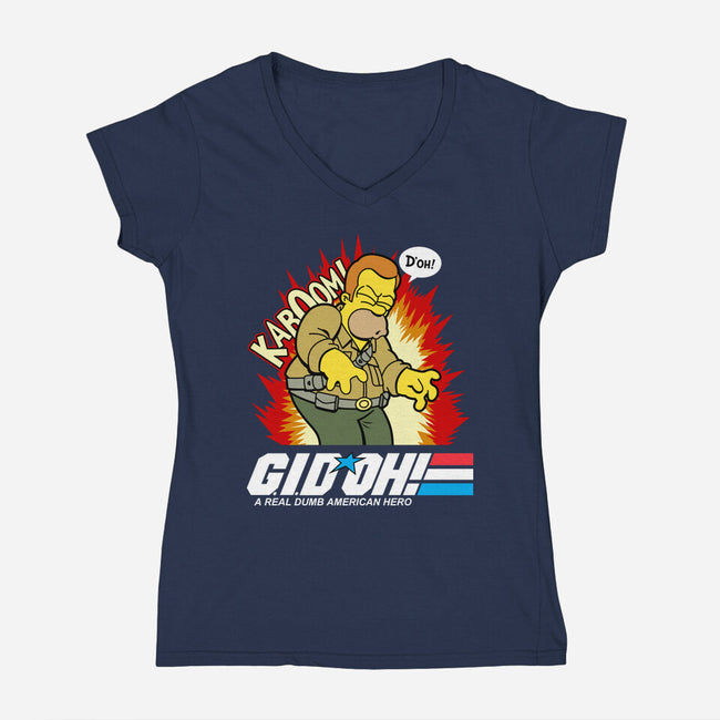 A Real Dumb American Hero-Womens-V-Neck-Tee-Boggs Nicolas