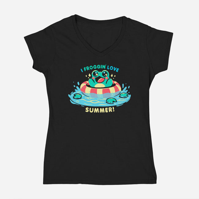 I Froggin Love Summer-Womens-V-Neck-Tee-TechraNova