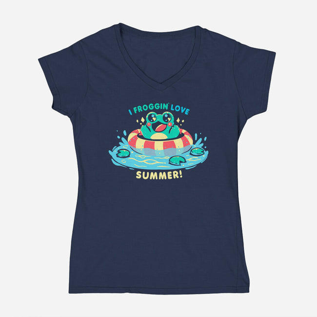 I Froggin Love Summer-Womens-V-Neck-Tee-TechraNova