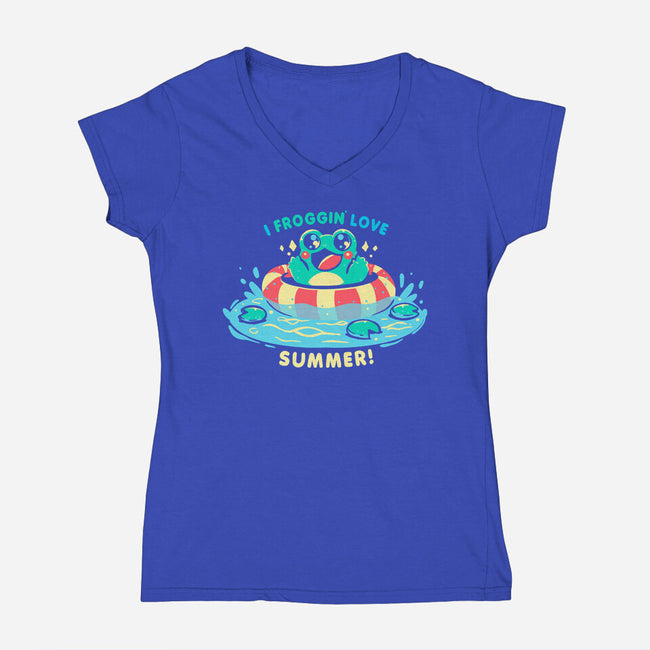 I Froggin Love Summer-Womens-V-Neck-Tee-TechraNova