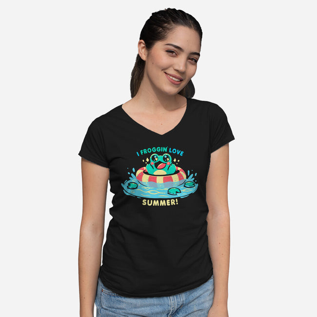 I Froggin Love Summer-Womens-V-Neck-Tee-TechraNova