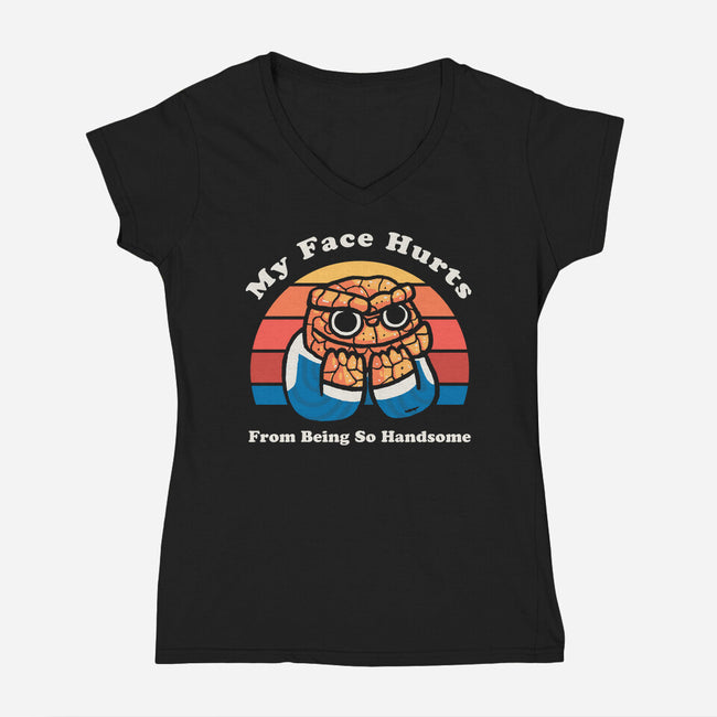 My Face Hurts-Womens-V-Neck-Tee-Wenceslao A Romero